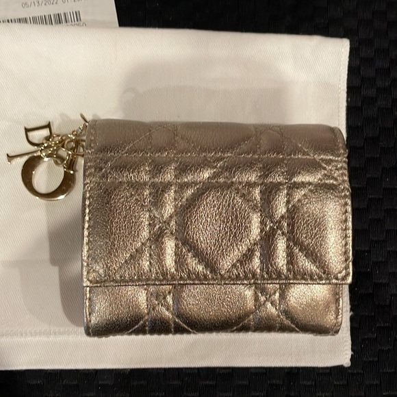 NIB Lady Dior Lotus Wallet in Metallic Gold - Picture 15 of 16